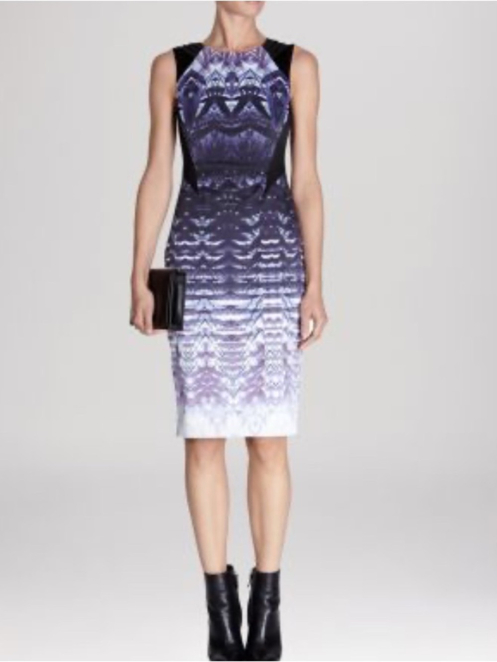 Karen Millen Purple Geometric Midi Sheath Dress